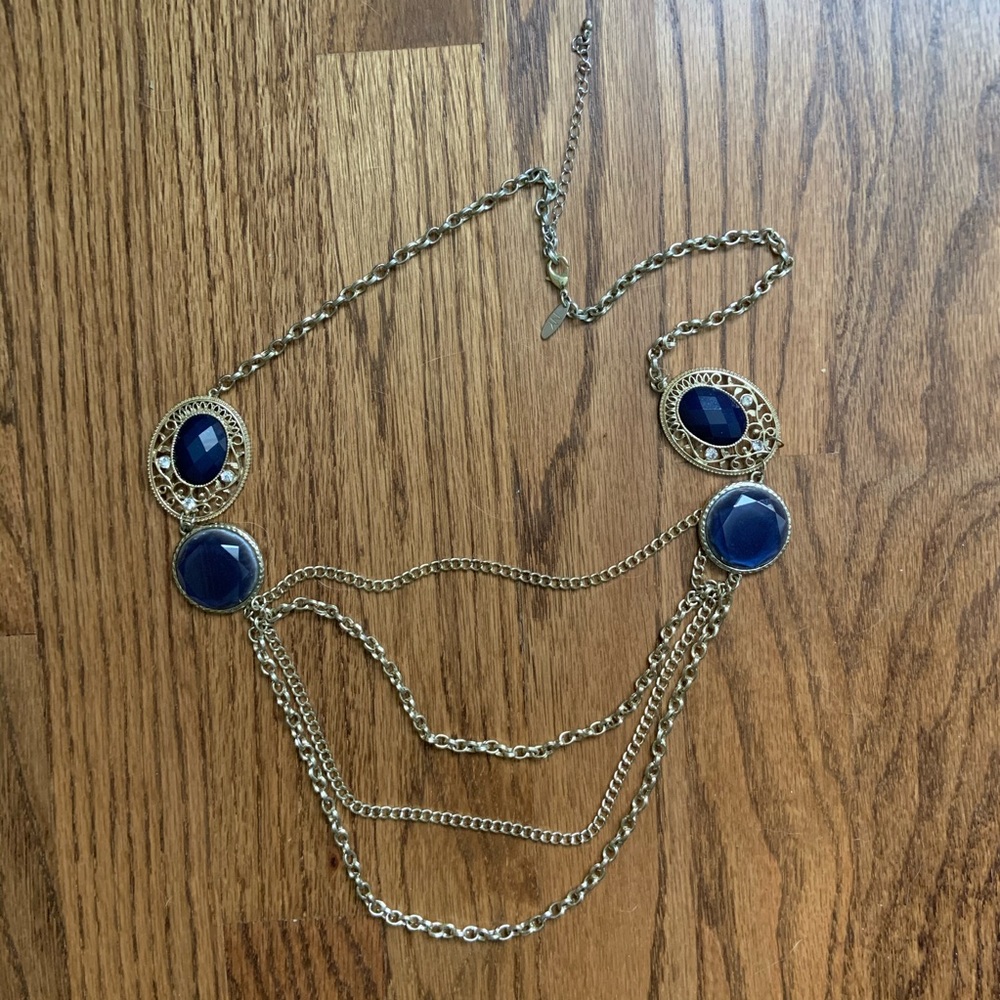 NY&Co Gold Chain with Blue Accents